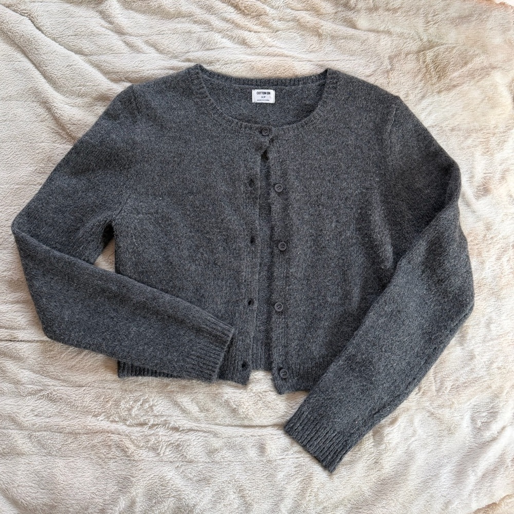 Grey Cropped Cardigan